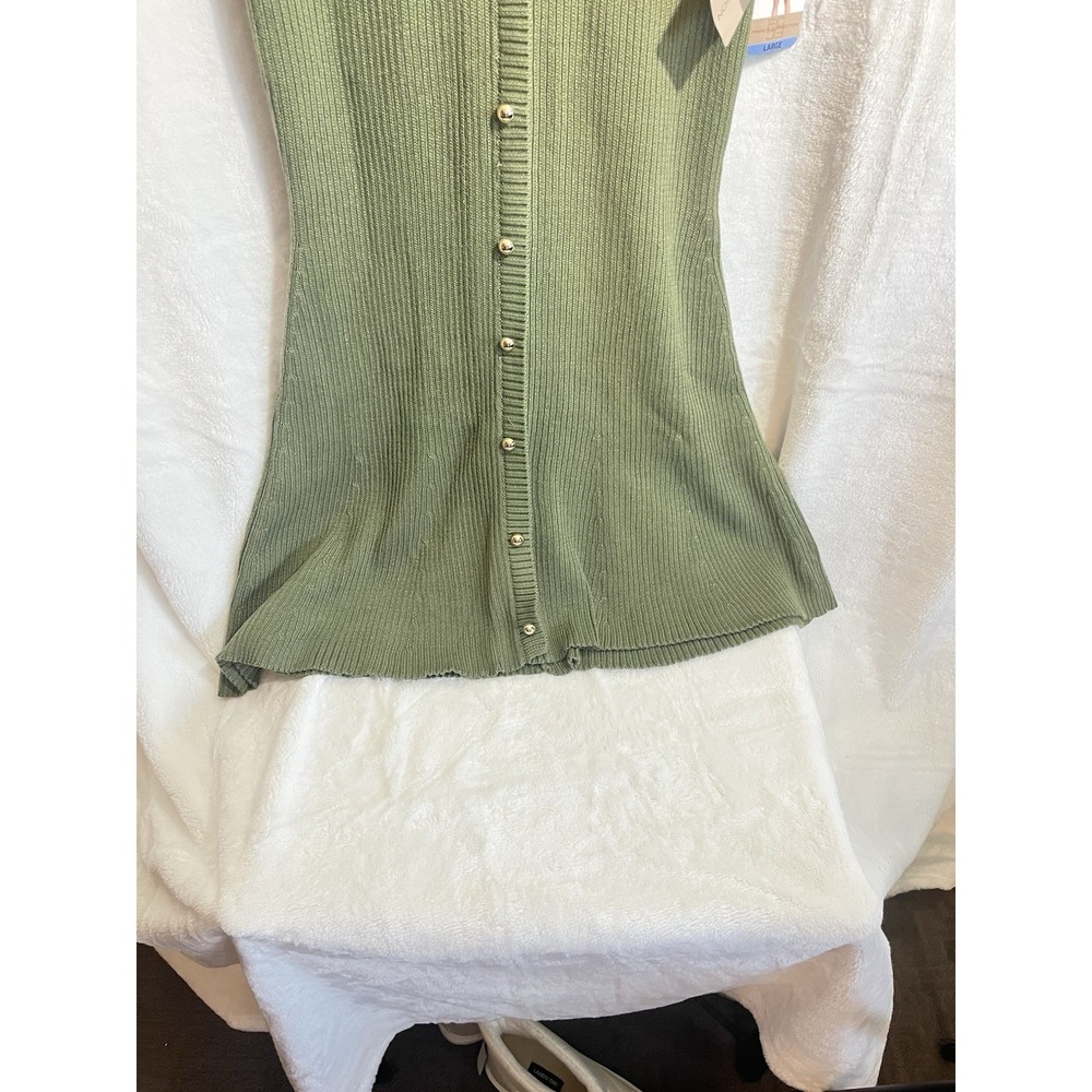 French Connection Women's Green Stretch Dress Size L – Short Length, Button - Picture 4 of 7